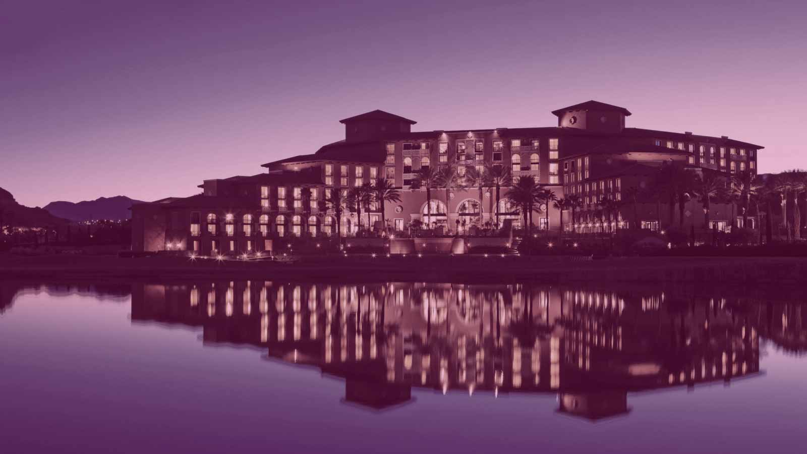 A nighttime view of The Westin Lake Las Vegas.